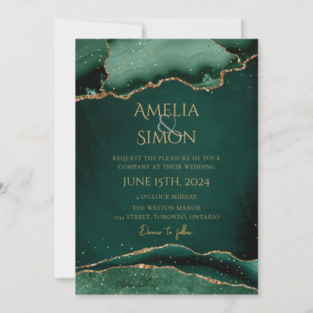 Emerald Green Jewel Tone Invitation (Devant)