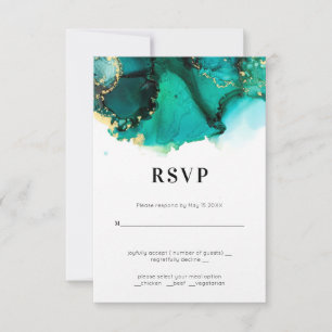 Emerald Green Jewel Tone Wedding RSVP Karte