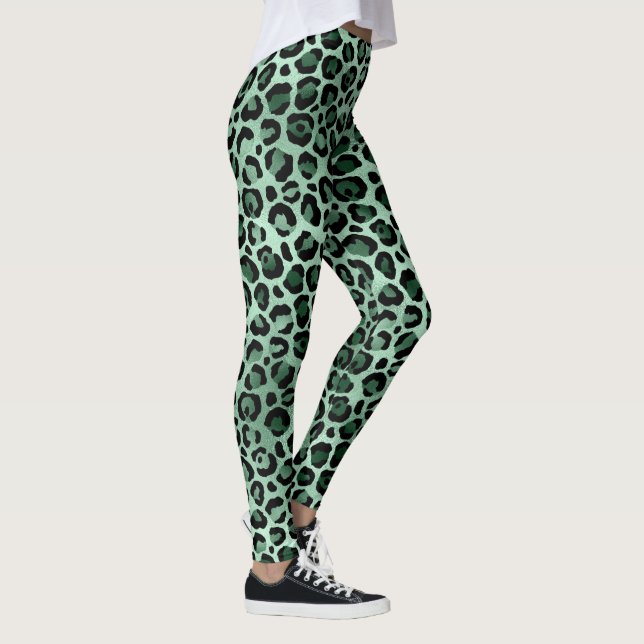 Emerald Green Leopard-Leggings Leggings (Rechts)