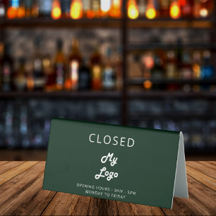 Emerald Green Logo Business offen Tischaufsteller
