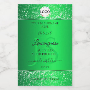 Emerald Green Logo Initials Glitzer Product Labels Lebensmitteletikett