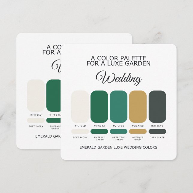 Emerald Green Luxe Wedding Color Palette Card Einladung (Vorne/Hinten)