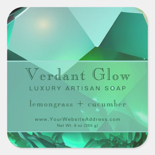 Emerald Green Luxury Elegante Product Label Quadratischer Aufkleber (Vorderseite)