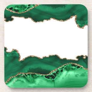 Emerald Green Malachite Stone Gold Metallic Getränkeuntersetzer