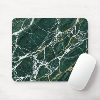 Emerald Green Marble Elegant Gold Veining Desk Mousepad