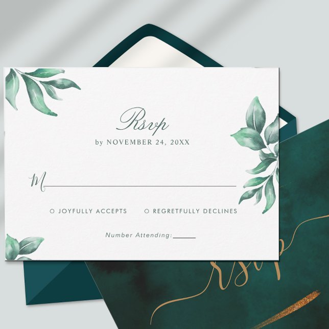 Emerald Green Marble & Gold Eucalyptus RSVP (Von Creator hochgeladen)
