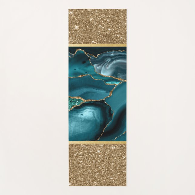 Emerald Green Marble Gold Glitzer Yogamatte (Vorderseite)