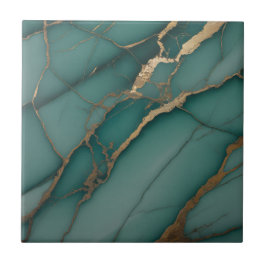Emerald Green Marble & Gold Vein Luxe Accent  Fliese