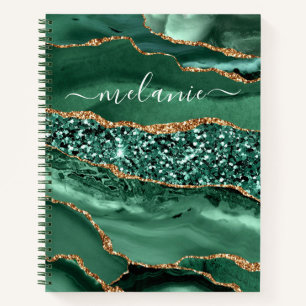 Emerald Green Marble Nom personnalisé Carnet