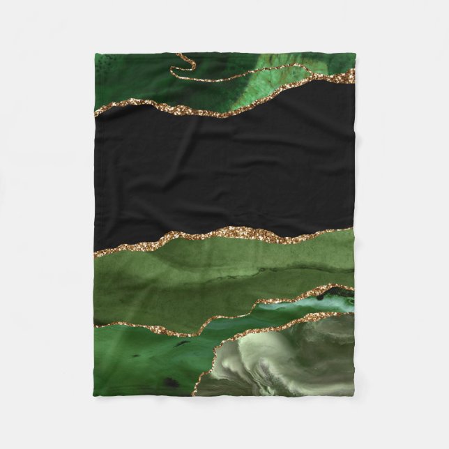 Emerald Green Marbled Agate Contemporary Stone Fleecedecke (Vorderseite)