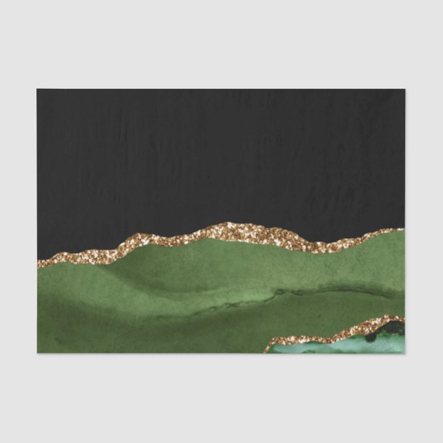 Emerald Green Marbled Agate Contemporary Stone Seidenpapier (Vorderseite)
