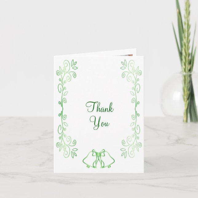 Emerald Green Mariage Cartes de remerciements Bell (Devant)