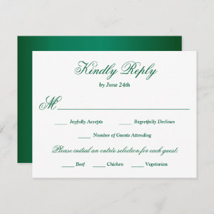 Emerald Green Meal Choice RSVP Karte