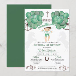Emerald Green Mexican Baby Boy Charro Baptisse Einladung