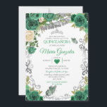 Emerald Green Mexican Charra Mis Quince Butterfly Einladung<br><div class="desc">Emerald Green Mexican Charra Mis Quince Butterfly Black Invitation Mis Quince Anos,  15. Geburtstag, </div>