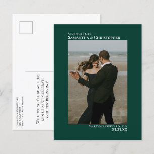 Emerald Green Minimal Wedding Foto Save the Date Ankündigungspostkarte