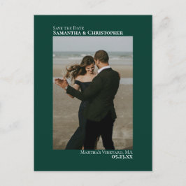 Emerald Green Minimal Wedding Foto Save the Date Ankündigungspostkarte