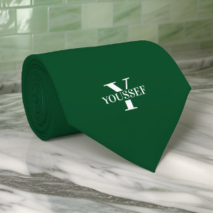 Emerald Green Minimalistisch Mit Monogramm Krawatte
