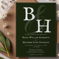 Emerald Green Minimalistisch Monogram Wedding