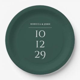 Emerald Green Minimalistisch Special Date Hochzeit Pappteller