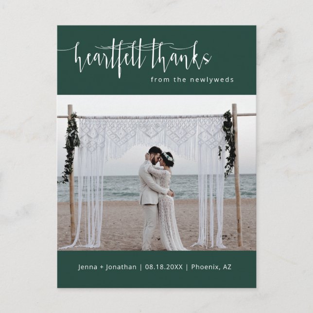 Emerald Green Minimalistisch Wedding Foto Vielen D Postkarte (Vorderseite)