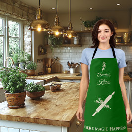 Emerald Green mit Champagne Gold Rolling Button He Schürze