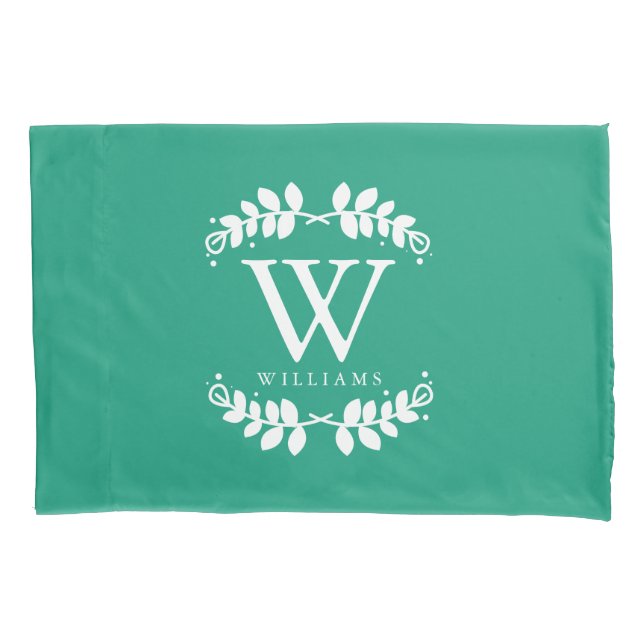 Emerald Green Mit Monogramm Kissenbezug (Vorderseite)