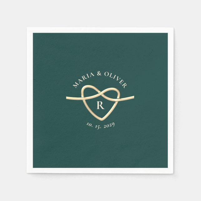 Emerald Green Mit Monogramm Wedding Serviette (Vorderseite)