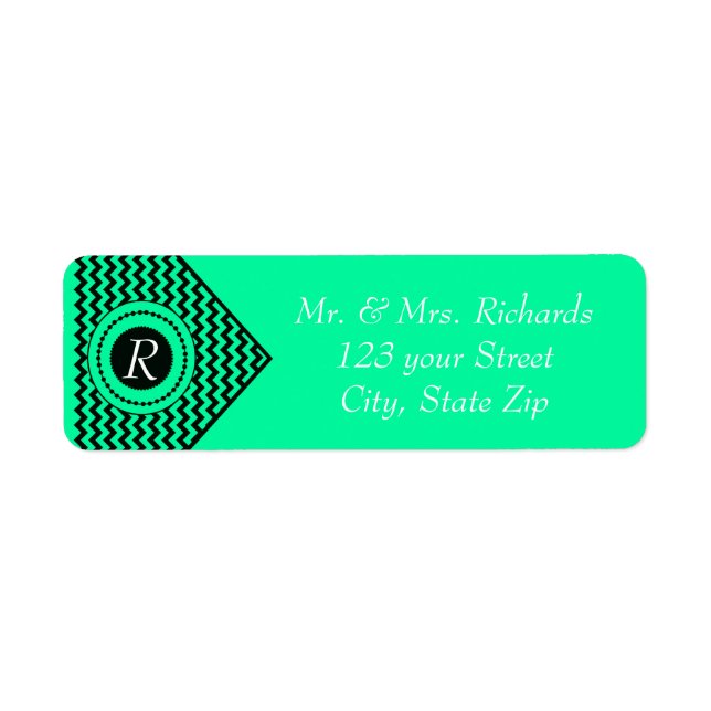 Emerald Green Mit Monogramm Zickzack (Vorne)