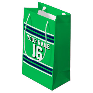 Emerald Green mit Navy White Stripes Team Jersey Kleine Geschenktüte