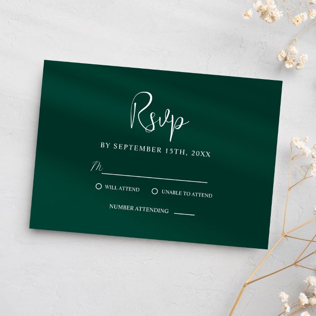 Emerald Green Modern Classy Elegante Hochzeit RSVP Karte (Emerald Green Modern Classy Elegant Wedding RSVP Card)