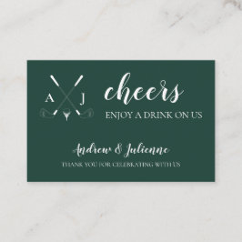 Emerald Green Modern Golf Wedding Drink Ticket