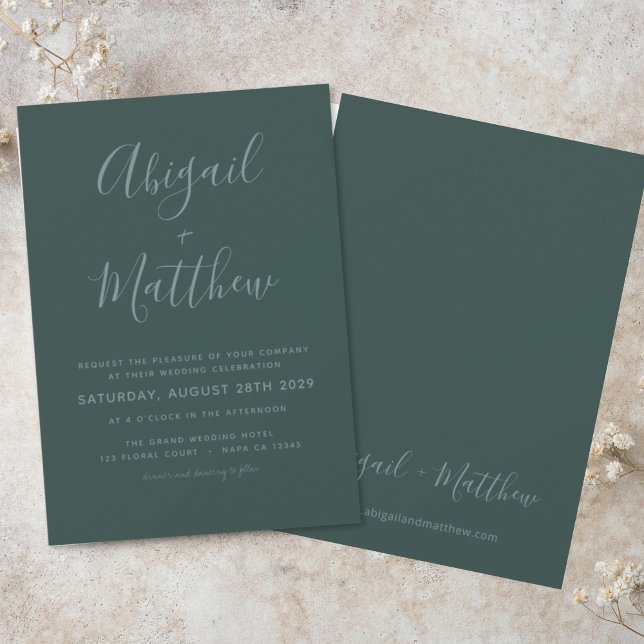 Emerald Green Modern Minimalistisch Boho Wedding Einladung (Von Creator hochgeladen)