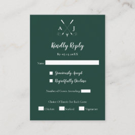Emerald Green Modern Minimalistische Golfhochzeit Begleitkarte