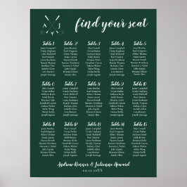 Emerald Green Modern Monogram Golf Wedding Poster