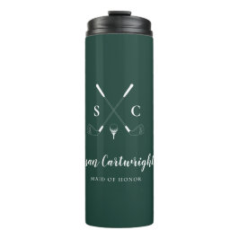 Emerald Green Modern Monogram Golf Wedding Thermosbecher
