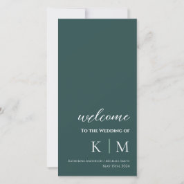 Emerald Green-Modern- Programme Monogramme-Mariage