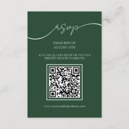 Emerald Green Modern QR Code Wedding RSVP Card Begleitkarte