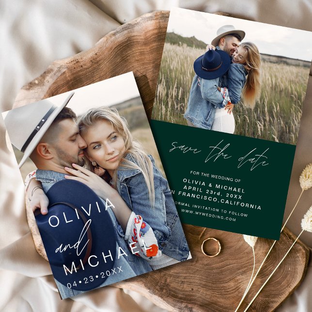 Emerald Green Modern Save the Date Photo (Créateur téléchargé)