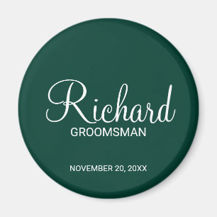 Emerald Green Modern Script Personalisiert Trauzeu Magnet