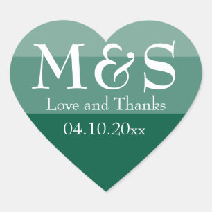 Emerald Green Modern Script Wedding Herz-Aufkleber
