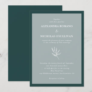 Emerald Green Modern Simple Wedding Einladung