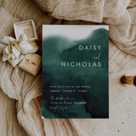 Emerald Green Modern Watercolor Wedding Einladung