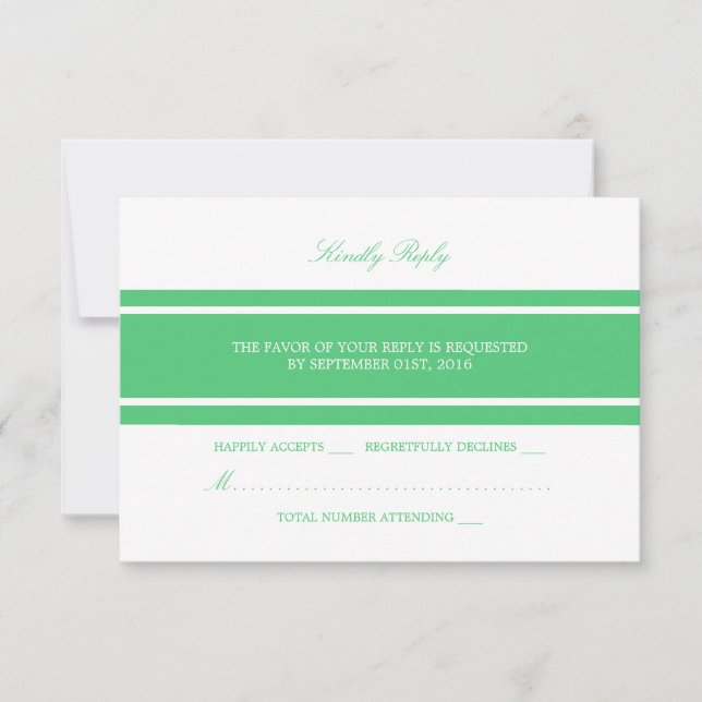 Emerald Green Modern Wedding RSVP Karte (Vorderseite)