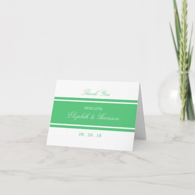 Emerald Green Modern Wedding Vielen Dank Dankeskarte (Vorderseite)