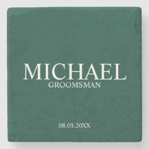 Emerald Green Moderner Personalisierter Trauzeuge Steinuntersetzer