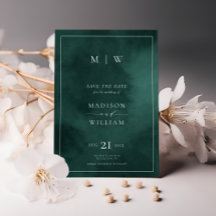 Emerald Green Monogram & Border Elegant