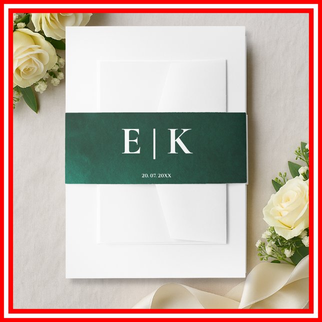 Emerald Green Monogram Einladungsbanderole (Von Creator hochgeladen)