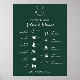 Emerald Green Monogram Golf Wedelzeitschrift Poster
