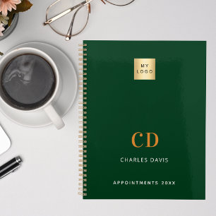 Emerald green monogram initials business logo 2026 planer